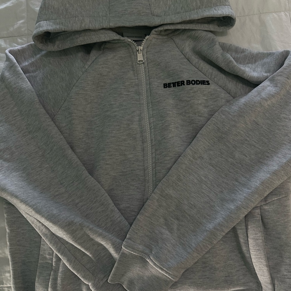BETTER BODIES Gray Zip Up Sweater